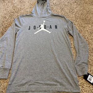 Jordan Boys Tee Long Sleeve Hooded Gray Size XL 13-15